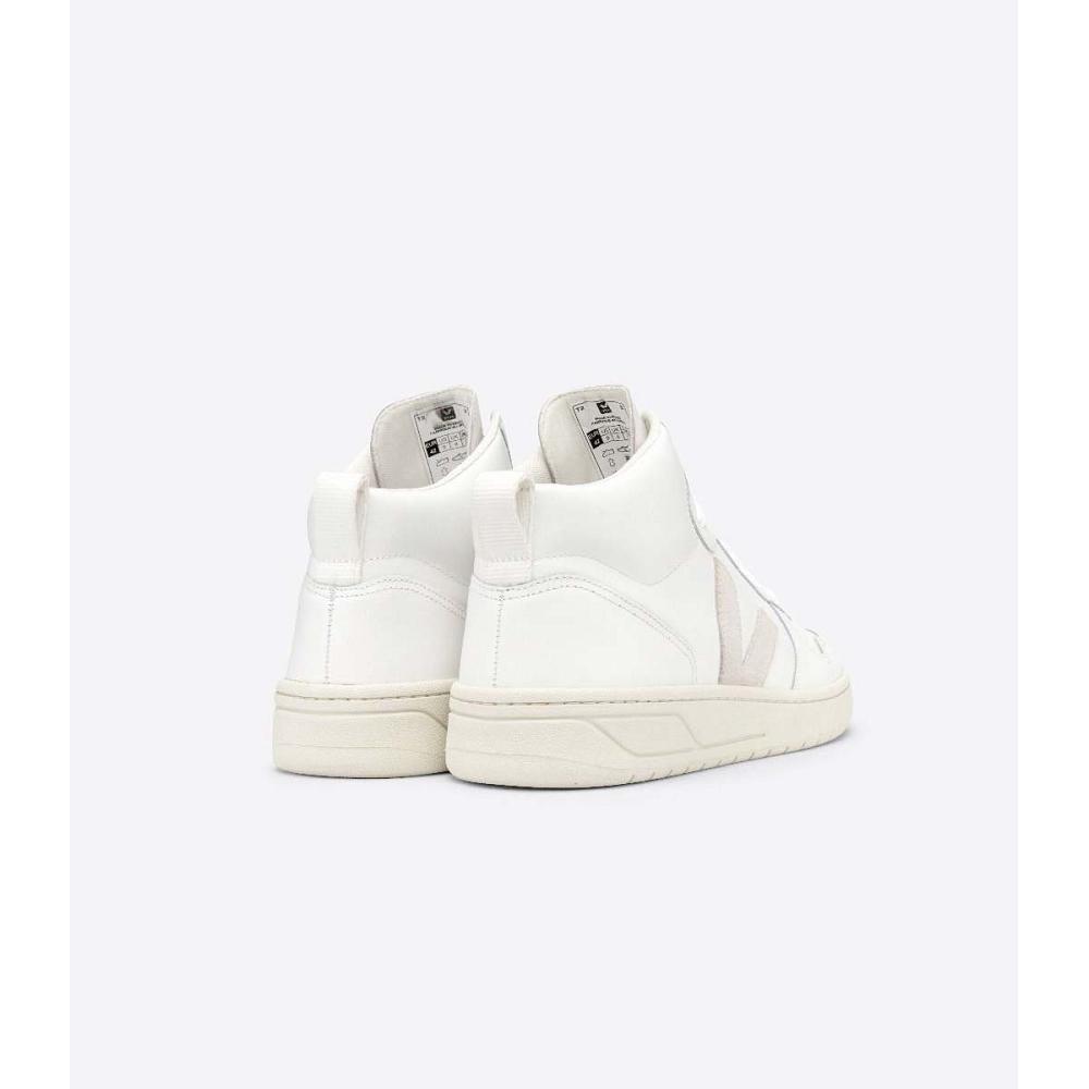 Veja V-15 LEATHER Men's High Tops White | NZ 120VRW